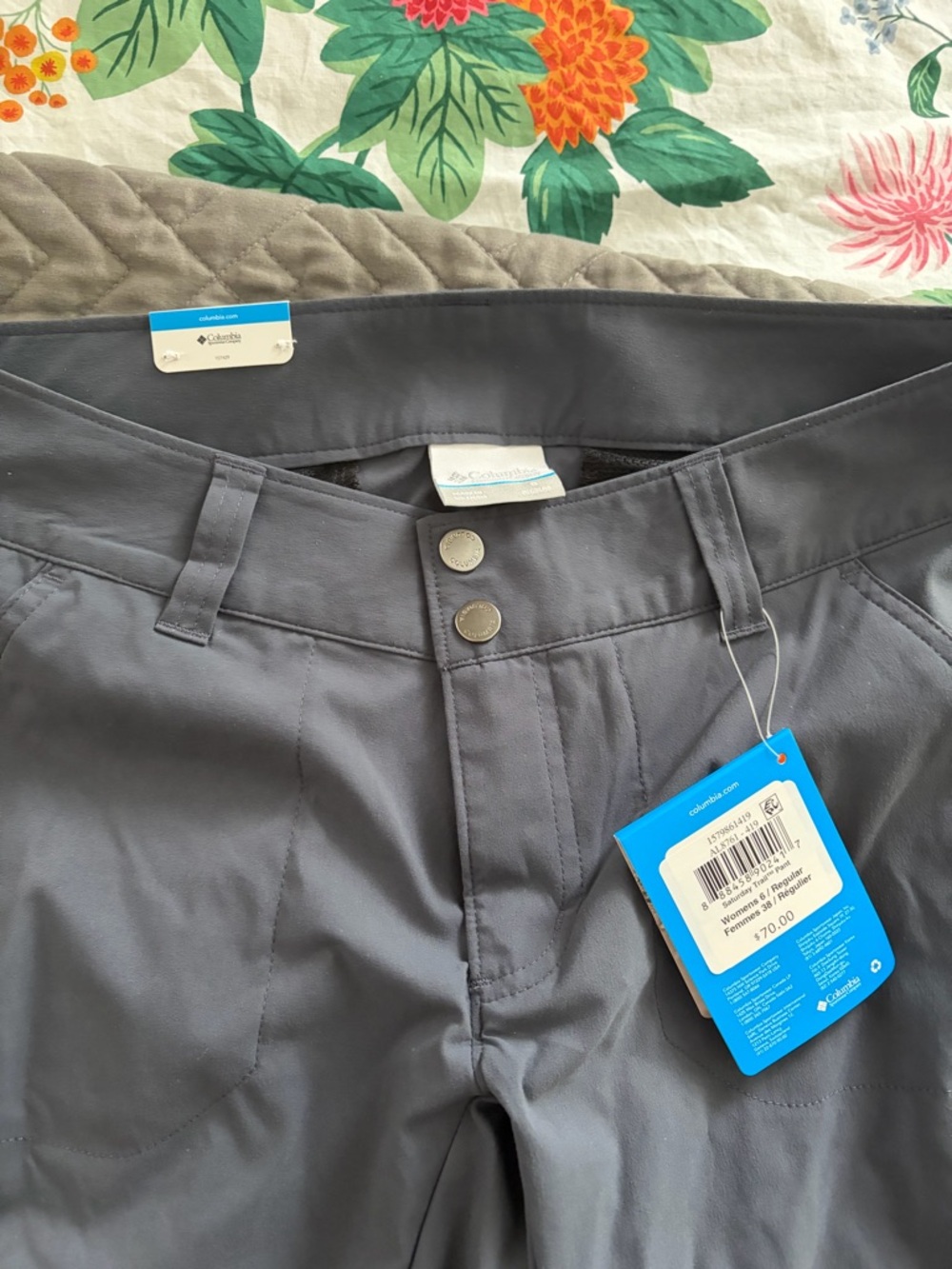 Columbia Women's Gray Outdoor Pants with Dual Snap Waist